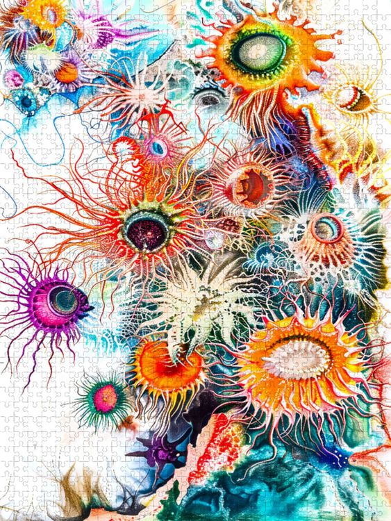 Produktbild: CALVENDO Puzzle Kunst mit Tentakeln der Seedahlien im Korallenriff | 1000 Teile Lege-Gr&ouml;&szlig;e 64x48cm Foto-Puzzle f&uuml;r gl&uuml;ckliche Stunden