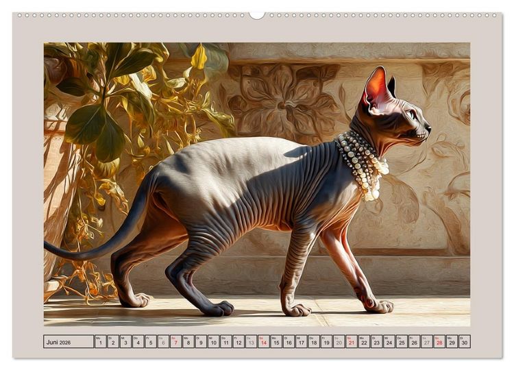 Produktbild: Sphinx Katzen. Eleganz auf leisen Pfoten (hochwertiger Premium Wandkalender 2026 DIN A2 quer), Kunstdruck in Hochglanz