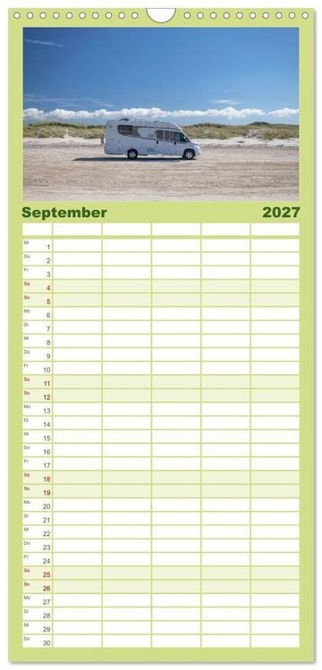 Produktbild: Familienplaner 2027 - D&auml;nemark - Mit dem Wohnmobil durch J&uuml;tland mit 5 Spalten (Wandkalender, 21 x 45 cm) CALVENDO