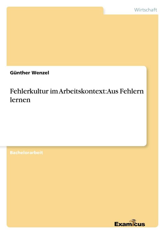 Produktbild: Fehlerkultur im Arbeitskontext: Aus Fehlern lernen