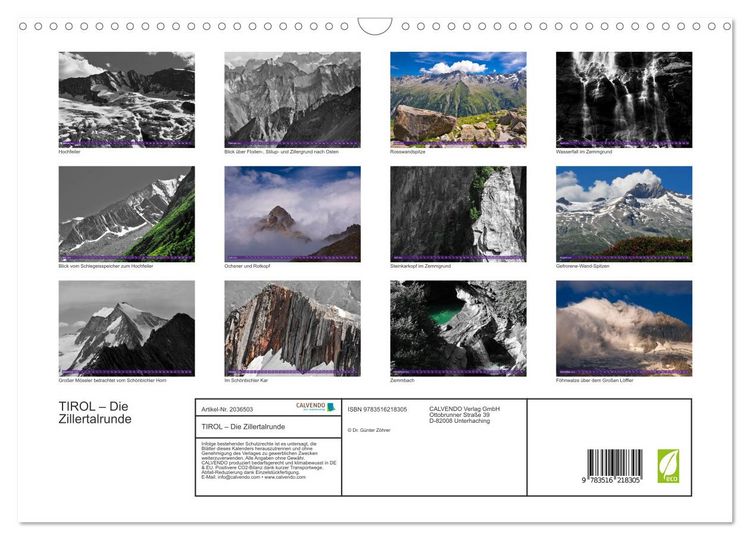 Produktbild: TIROL &ndash; Die Zillertalrunde (Wandkalender 2026 DIN A3 quer), CALVENDO Monatskalender