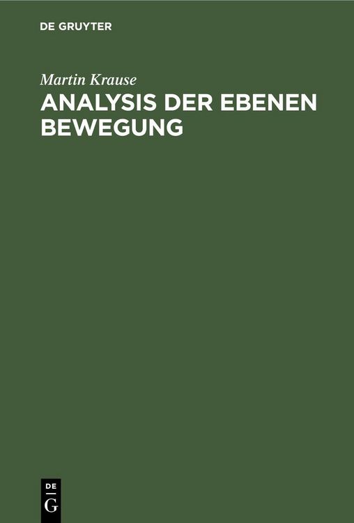 Produktbild: Analysis der Ebenen Bewegung