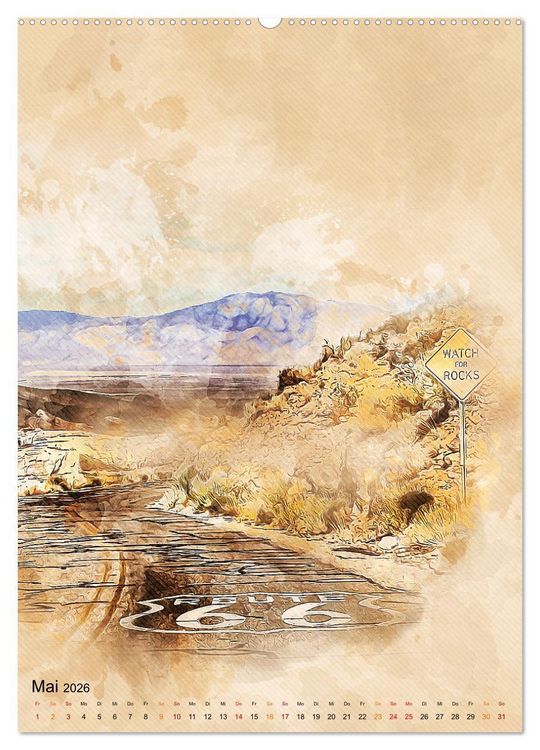 Produktbild: Route 66 - 2451 Meilen (Wandkalender 2026 DIN A2 hoch), CALVENDO Monatskalender