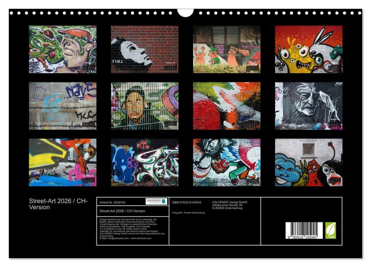 Produktbild: Street-Art 2026 / CH-Version (Wandkalender 2026 DIN A3 quer), CALVENDO Monatskalender