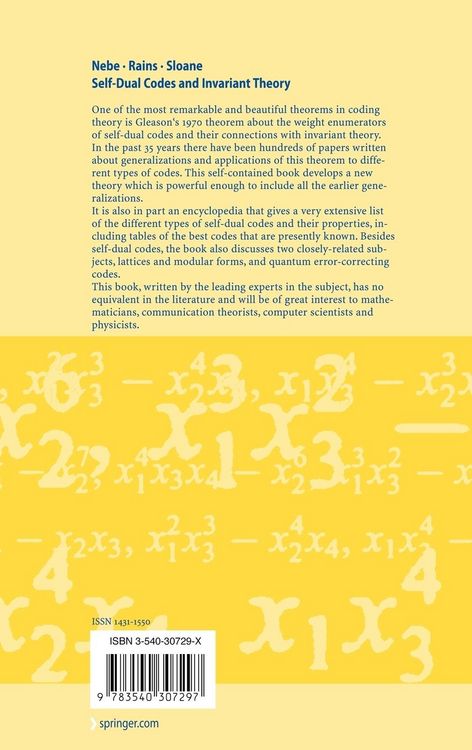 Produktbild: Self-Dual Codes and Invariant Theory