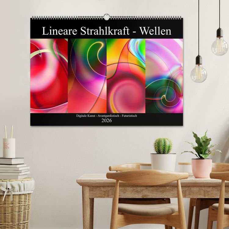 Produktbild: Lineare Strahlkraft - Wellen, Digitale Kunst (Wandkalender 2026 DIN A2 quer), CALVENDO Monatskalender
