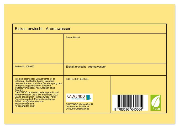 Produktbild: Eiskalt erwischt - Aromawasser (Tischkalender 2026 DIN A5 quer), CALVENDO Monatskalender