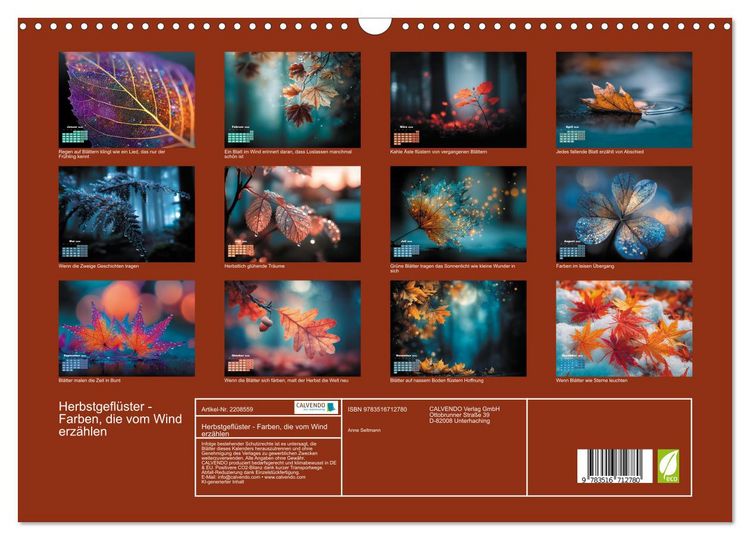 Produktbild: Herbstgefl&uuml;ster - Farben, die vom Wind erz&auml;hlen (Wandkalender 2026 DIN A3 quer), CALVENDO Monatskalender