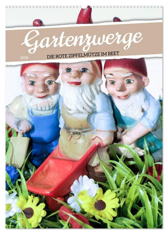 Produktbild: Gartenzwerge: Die rote Zipfelm&uuml;tze im Beet (Wandkalender 2026 DIN A2 hoch), CALVENDO Monatskalender