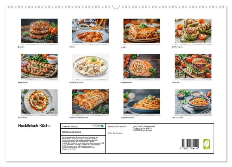 Produktbild: Hackfleisch-K&uuml;che (hochwertiger Premium Wandkalender 2026 DIN A2 quer), Kunstdruck in Hochglanz