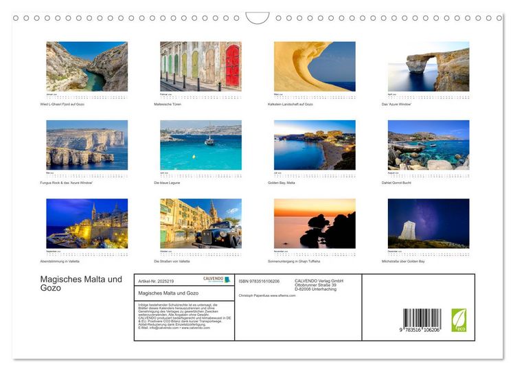 Produktbild: Magisches Malta und Gozo (Wandkalender 2026 DIN A3 quer), CALVENDO Monatskalender