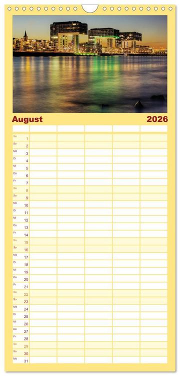 Produktbild: Familienplaner 2026 - K&ouml;ln dunkel bunt - Die Stadt in anderem Licht! mit 5 Spalten (Wandkalender, 21 x 45 cm) CALVENDO