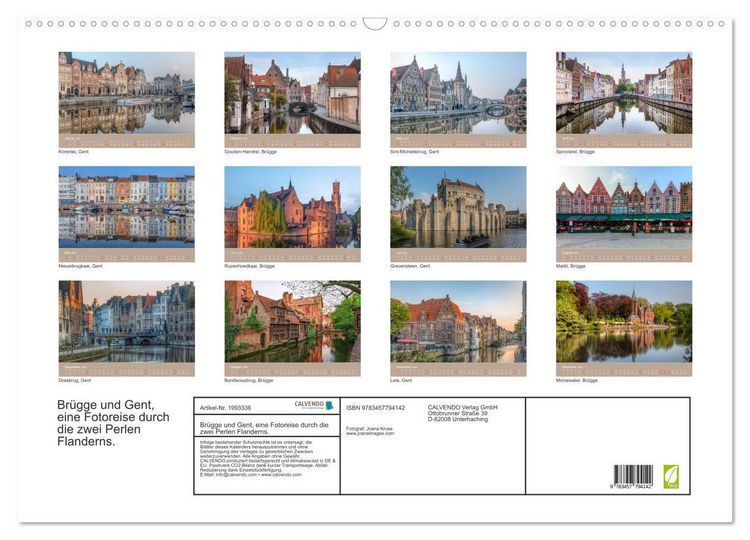 Produktbild: Br&uuml;gge und Gent, eine Fotoreise durch die zwei Perlen Flanderns. (Wandkalender 2026 DIN A2 quer), CALVENDO Monatskalender