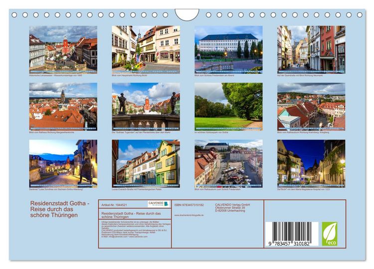 Produktbild: Residenzstadt Gotha - Reise durch das sch&ouml;ne Th&uuml;ringen (Wandkalender 2026 DIN A4 quer), CALVENDO Monatskalender