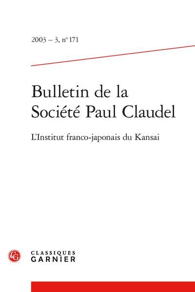 Produktbild: Bulletin de la Societe Paul Claudel; l Institut Franco Japonais du
