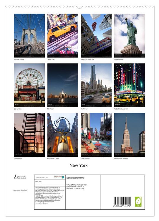 Produktbild: New York (hochwertiger Premium Wandkalender 2026 DIN A2 hoch), Kunstdruck in Hochglanz