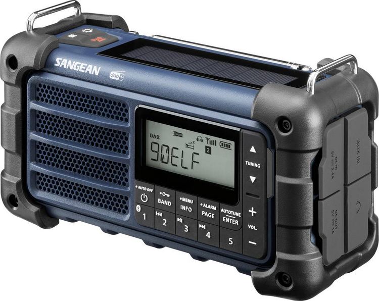Produktbild: Sangean MMR-99 DAB+ Blue Outdoorradio DAB+, DAB, UKW Notfallradio, Bluetooth&reg; Solarpanel, spritzwassergesch&uuml;tzt, staubdicht, Taschenlampe Blau