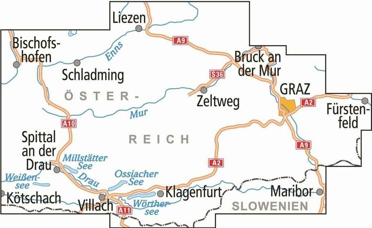 Produktbild: BVA ADFC Radtourenkarte &Ouml;sterreich Steiermark K&auml;rnten 1:150.000