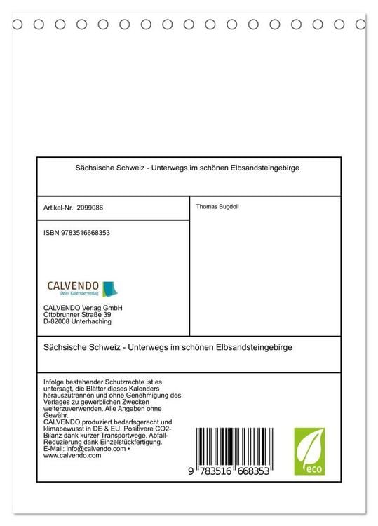 Produktbild: S&auml;chsische Schweiz - Unterwegs im sch&ouml;nen Elbsandsteingebirge (Tischkalender 2026 DIN A5 hoch), CALVENDO Monatskalender