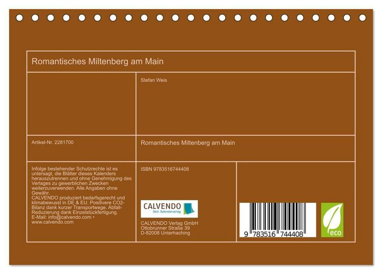 Produktbild: Romantisches Miltenberg am Main (Tischkalender 2026 DIN A5 quer), CALVENDO Monatskalender
