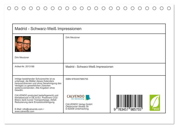 Produktbild: Madrid - Schwarz-Wei&szlig; Impressionen (Tischkalender 2026 DIN A5 quer), CALVENDO Monatskalender