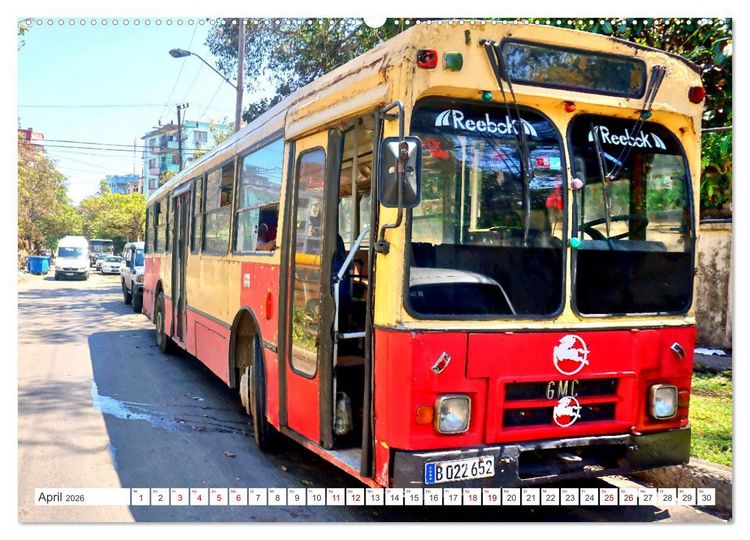Produktbild: Omnibus-Welt - Autobusse in Kuba (hochwertiger Premium Wandkalender 2026 DIN A2 quer), Kunstdruck in Hochglanz