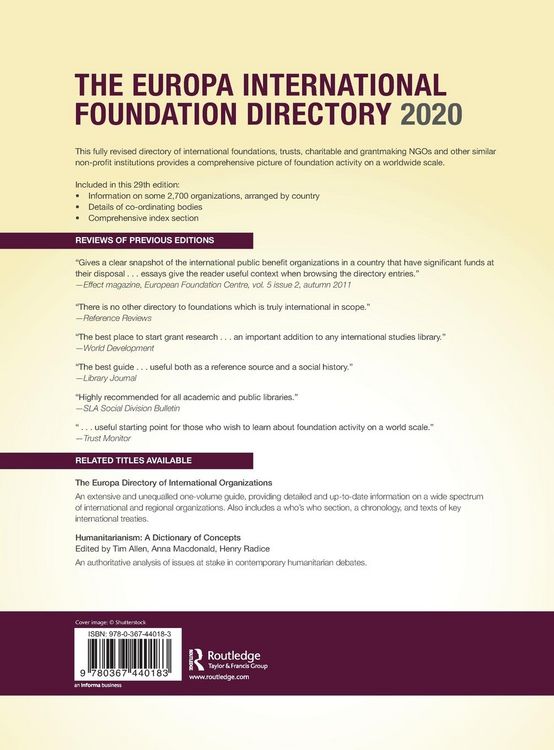 Produktbild: The Europa International Foundation Directory 2020