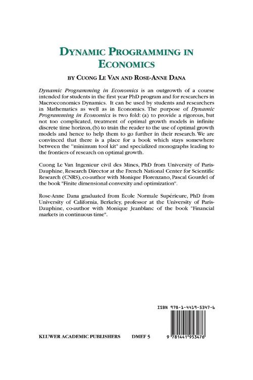 Produktbild: Dynamic Programming in Economics