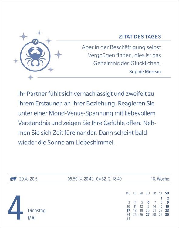 Produktbild: Krebs Sternzeichenkalender 2027 - Tagesabrei&szlig;kalender - Ihr Horoskop f&uuml;r jeden Tag