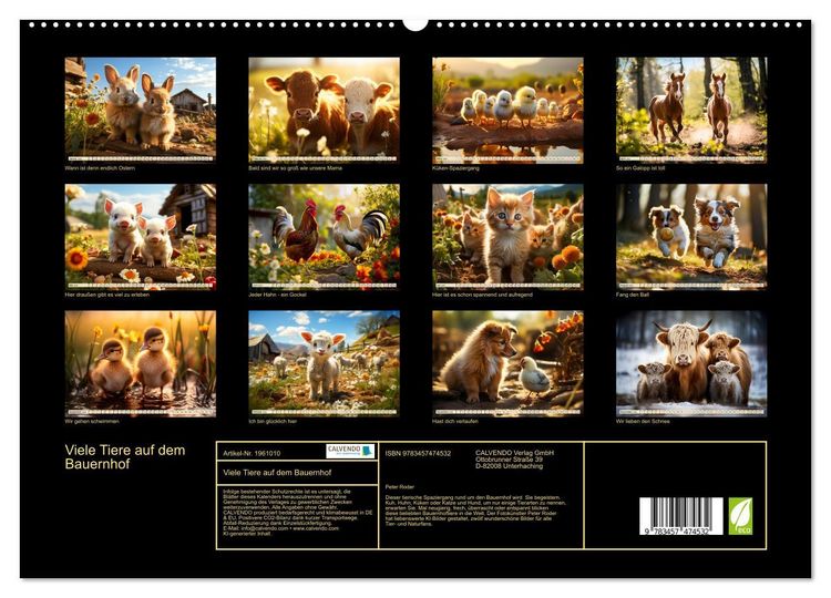 Produktbild: Viele Tiere auf dem Bauernhof (hochwertiger Premium Wandkalender 2026 DIN A2 quer), Kunstdruck in Hochglanz