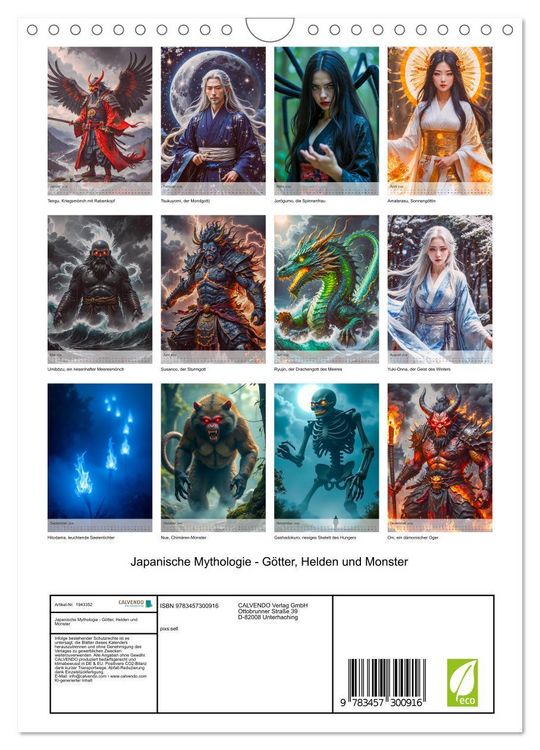 Produktbild: Japanische Mythologie - G&ouml;tter, Helden und Monster (Wandkalender 2026 DIN A4 hoch), CALVENDO Monatskalender