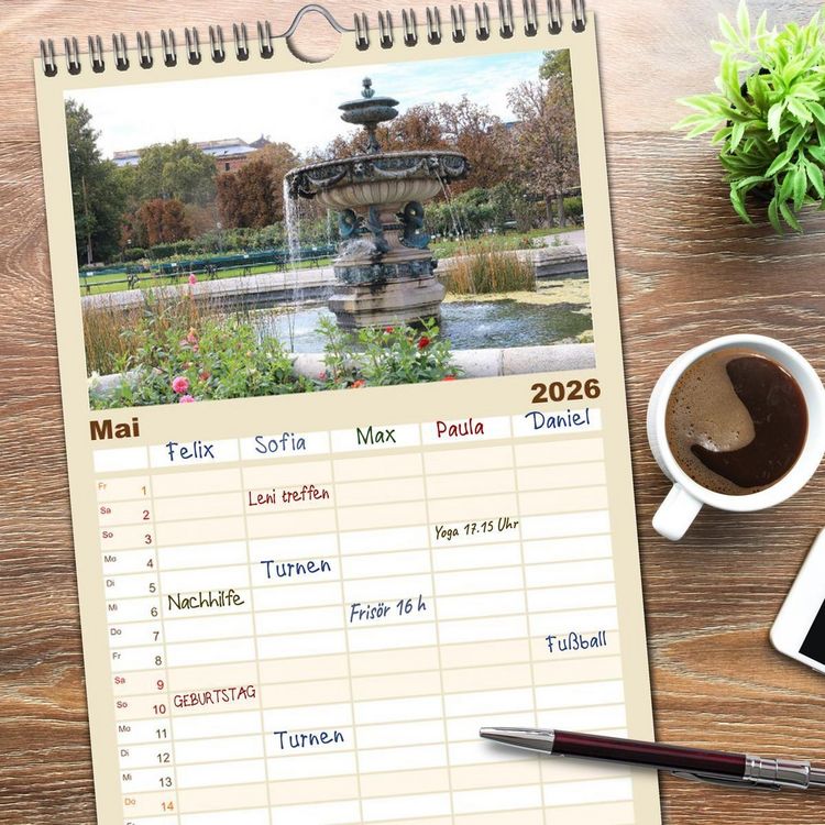 Produktbild: Familienplaner 2026 - Bezauberndes Wien mit 5 Spalten (Wandkalender, 21 x 45 cm) CALVENDO