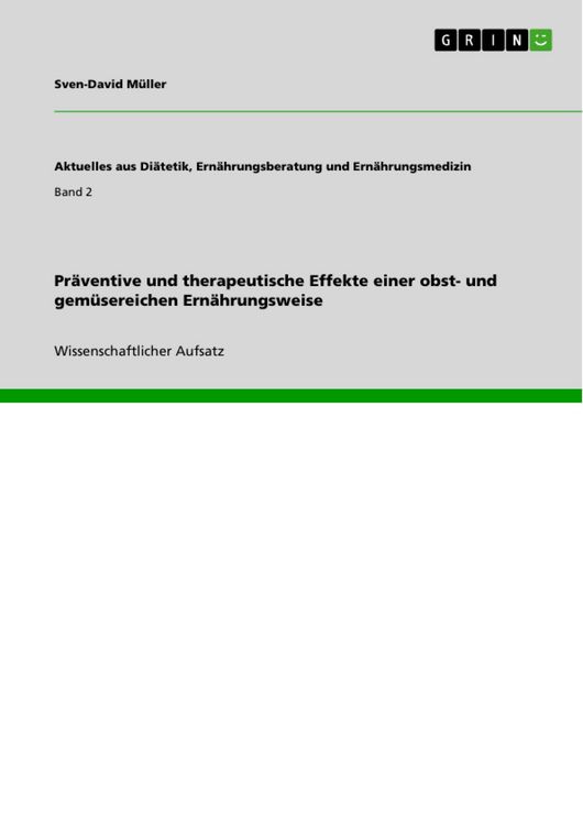 Produktbild: Pr&auml;ventive und therapeutische Effekte einer obst- und gem&uuml;sereichen Ern&auml;hrungsweise