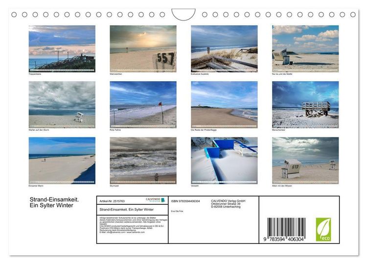 Produktbild: Strand-Einsamkeit. Ein Sylter Winter (Wandkalender 2027 DIN A4 quer), CALVENDO Monatskalender