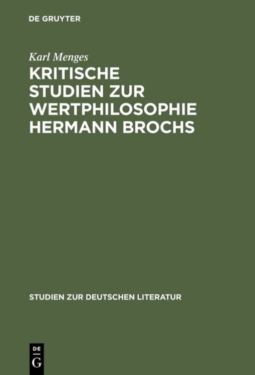 Produktbild: Kritische Studien zur Wertphilosophie Hermann Brochs