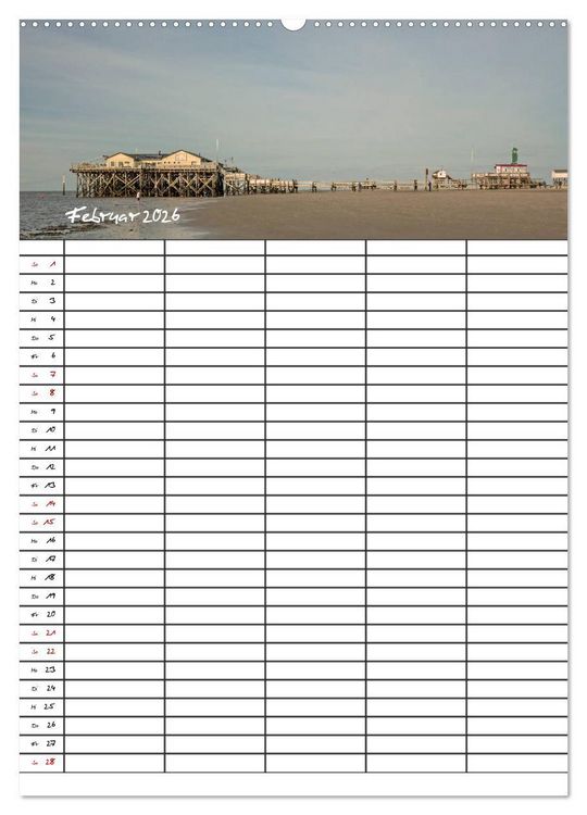 Produktbild: St. Peter Ording Familienplaner (hochwertiger Premium Wandkalender 2026 DIN A2 hoch), Kunstdruck in Hochglanz