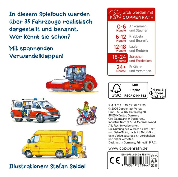 Produktbild: L&ouml;schen, baggern, pfl&uuml;gen: Mein Fahrzeuge-Klappenbuch