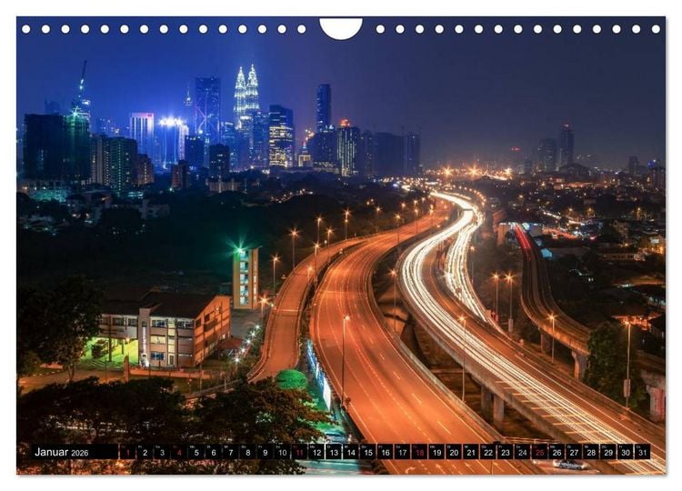 Produktbild: St&auml;dte S&uuml;dostasiens - Singapur & Kuala Lumpur (Wandkalender 2026 DIN A4 quer), CALVENDO Monatskalender