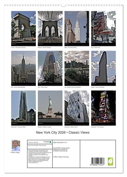 Produktbild: New York City 2026 &bull; Classic Views (hochwertiger Premium Wandkalender 2026 DIN A2 hoch), Kunstdruck in Hochglanz