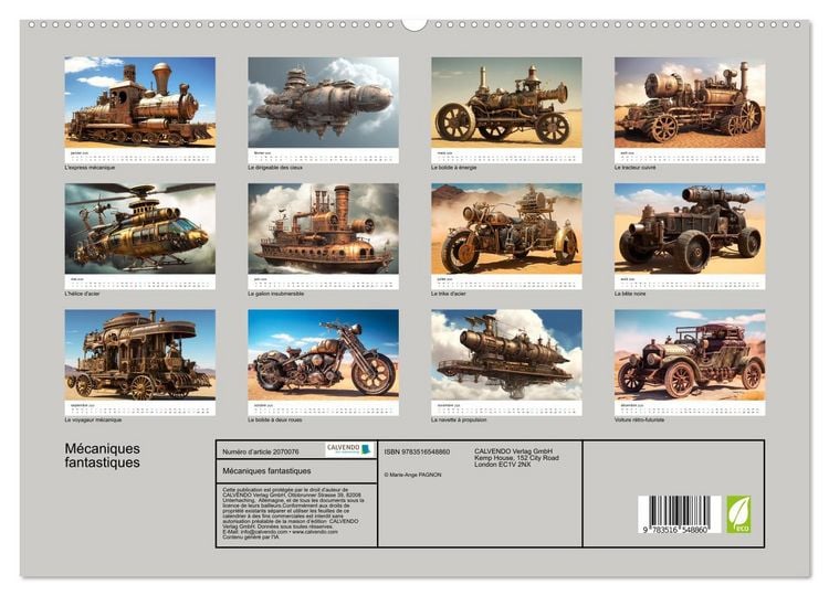 Produktbild: M&eacute;caniques fantastiques (Calendrier mural 2026 DIN A2 vertical) calendrier de bureau