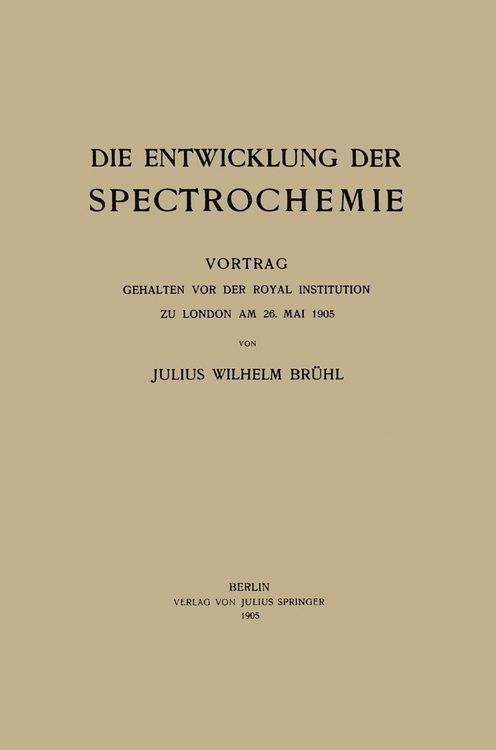 Produktbild: Die Entwicklung der Spectrochemie
