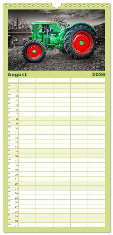 Produktbild: Familienplaner 2026 - Trecker - Oldtimer mit 5 Spalten (Wandkalender, 21 x 45 cm) CALVENDO