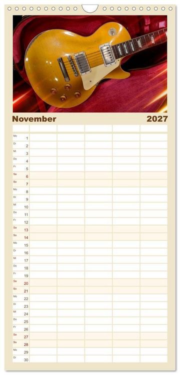 Produktbild: Familienplaner 2027 - Traumgitarren - the Sound of Rock mit 5 Spalten (Wandkalender, 21 x 45 cm) CALVENDO