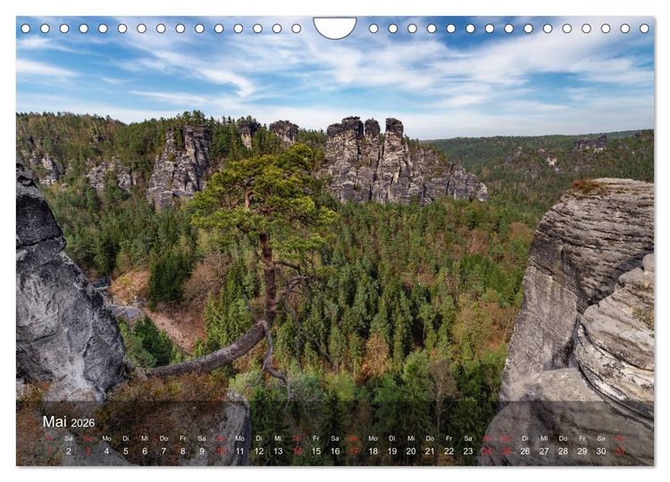 Produktbild: Elbsandsteingebirge - Rund um die Bastei (Wandkalender 2026 DIN A4 quer), CALVENDO Monatskalender