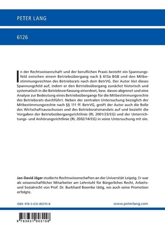 Produktbild: Mitbestimmungsrechte nach dem Betriebsverfassungsgesetz beim Betriebs&uuml;bergang