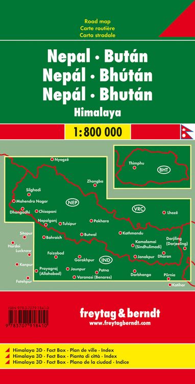 Produktbild: freytag & berndt Stra&szlig;enkarte Nepal - Bhutan 1:800.000