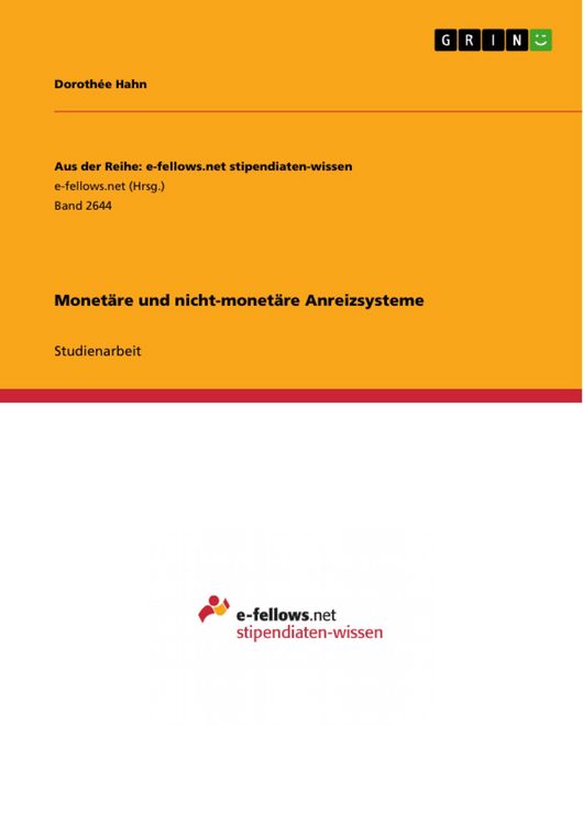 Produktbild: Monet&auml;re und nicht-monet&auml;re Anreizsysteme