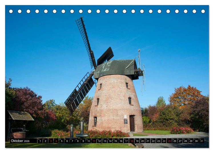 Produktbild: Windm&uuml;hlen in Deutschland (Tischkalender 2026 DIN A5 quer), CALVENDO Monatskalender