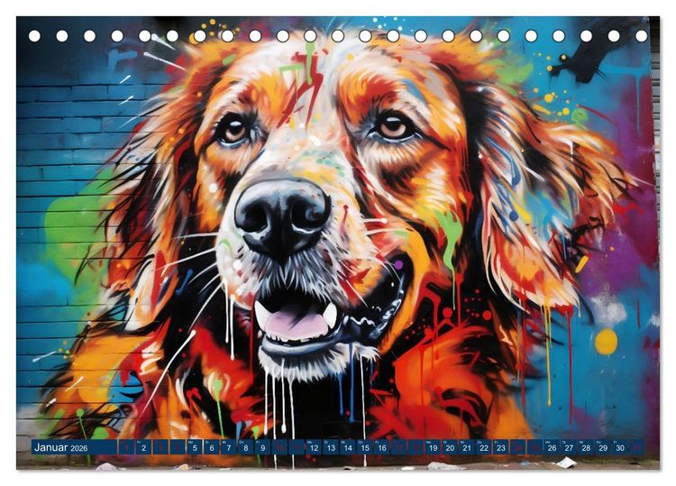 Produktbild: Graffiti Hunde (Tischkalender 2026 DIN A5 quer), CALVENDO Monatskalender
