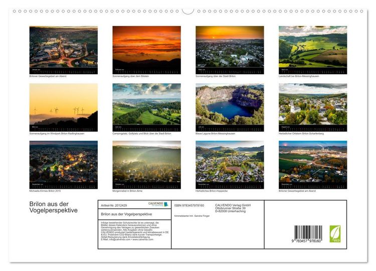 Produktbild: Brilon aus der Vogelperspektive (hochwertiger Premium Wandkalender 2026 DIN A2 quer), Kunstdruck in Hochglanz